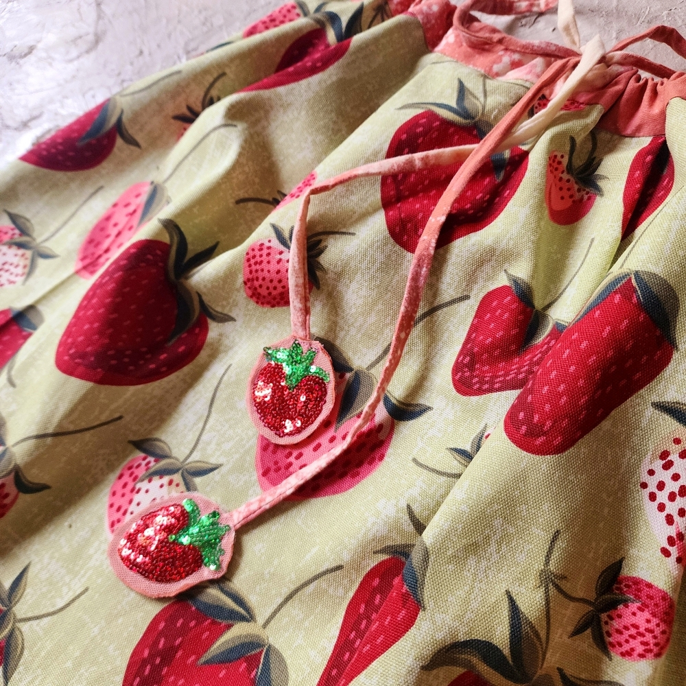 SOLD OUT✅️Designer Boho Maxi Skirt Upcycled Rare Strawberry Cottage Shabby Chic - Picture 8 of 16